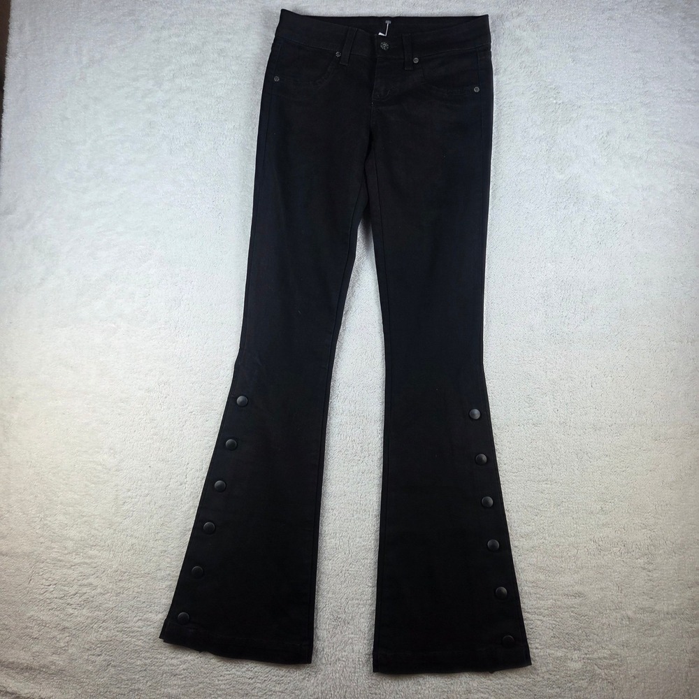 CARMAR Black Flare Snap Button Jeans Women's Size 26 Bootcut Denim